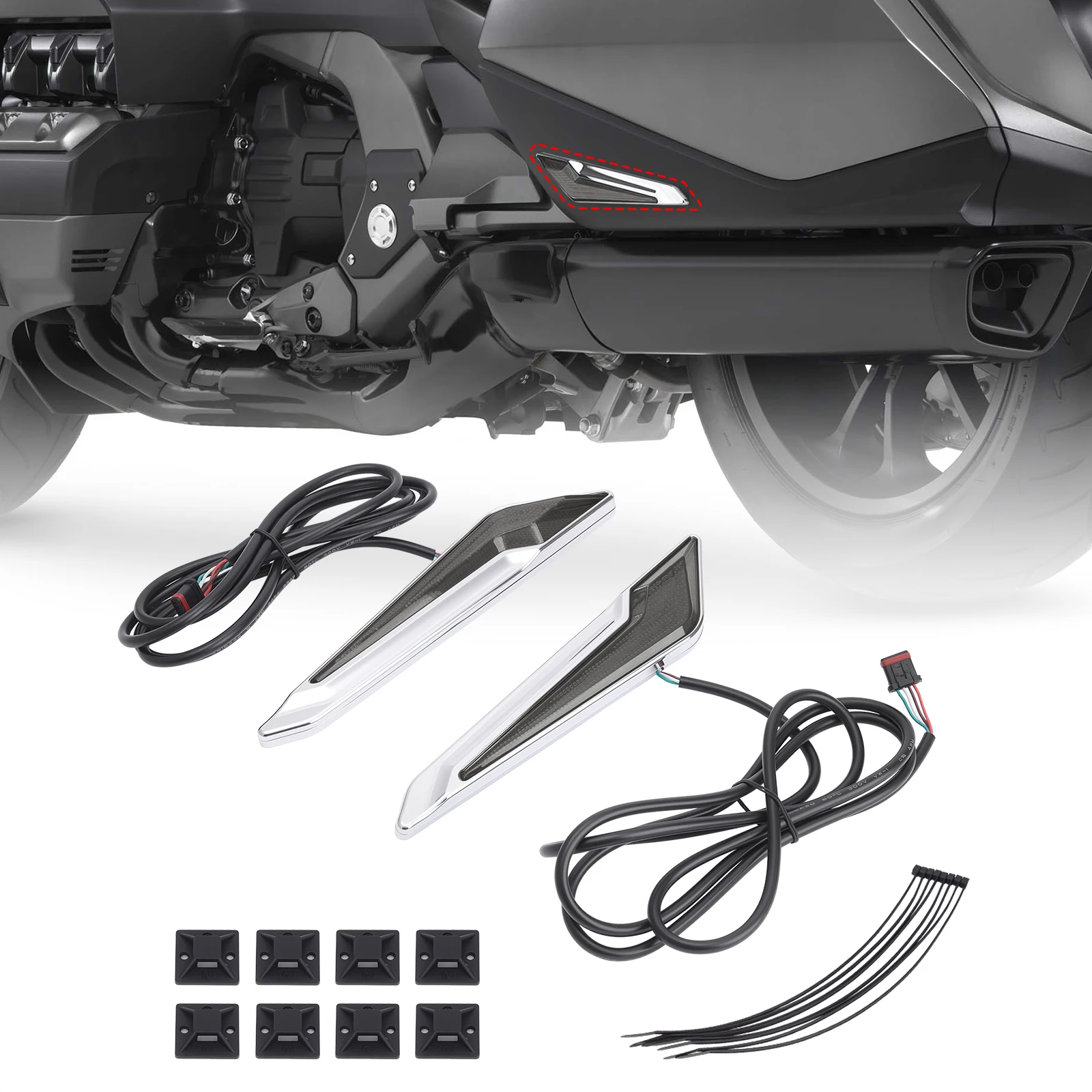Motorcycle LED Run/Turn/Brake Light Saddlebag Accent Inserts Decorative Lamp for Honda Gold Wing Tour DCT AB 2018-up