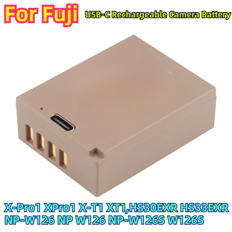 For Fuji X-Pro1 XPro1 X-T1 XT1,HS30EXR HS33EXR NP-W126 NP W126 NP-W126S W126S USB-C Rechargeable Camera Battery