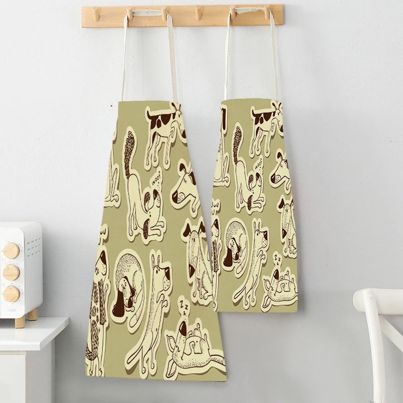 Cleaning Supplies Dachshund Dog Pattern Kitchen Apron Cooking Baking Accessories Cute Animal Household Pinafore Waist Bib