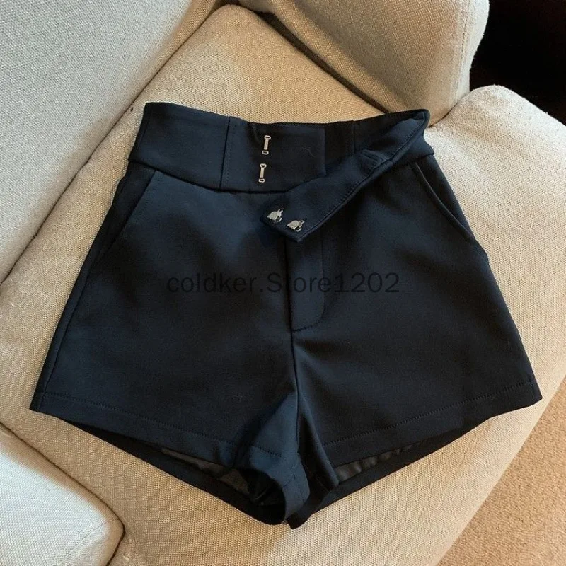 Shorts de perna larga de cintura alta para mulheres, streetwear elegante, preto, branco, sexy, clube, magro, quente, novo, Y2K