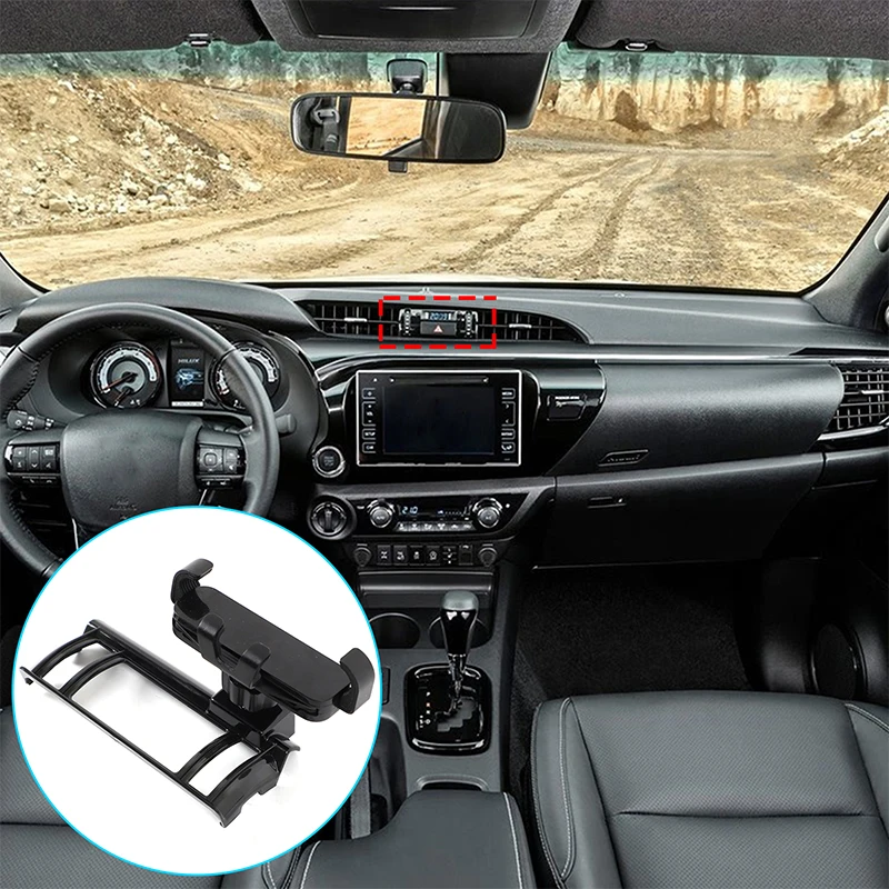 

For Toyota Hilux 2017-2023 ABS Black Car Car Phone Mount Holder Mobile Navigation Bracket Decoration Interior Car Accessories