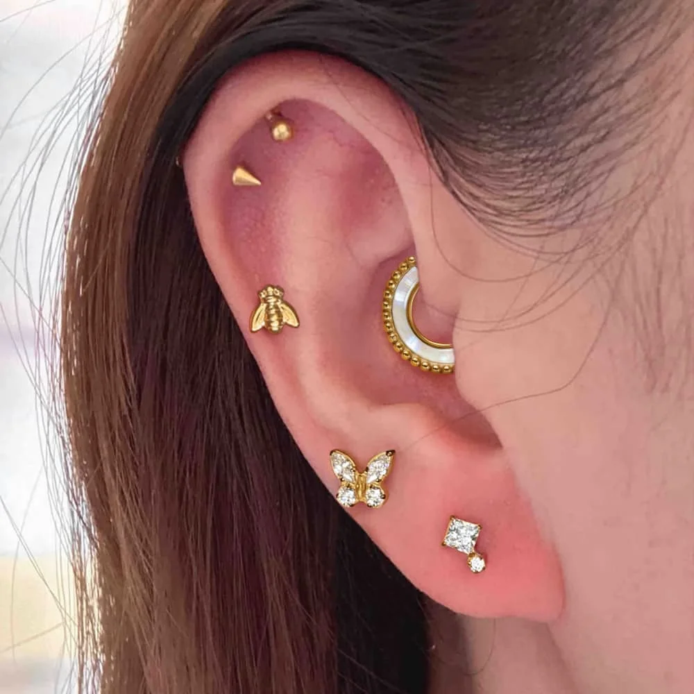 Casvort 1 Stück Edelstahl Nasenring 16G 8mm Klappbarer Segment-Clicker Hoop mit Perlenrand Septum Piercing Körperschmuck – Detail 1