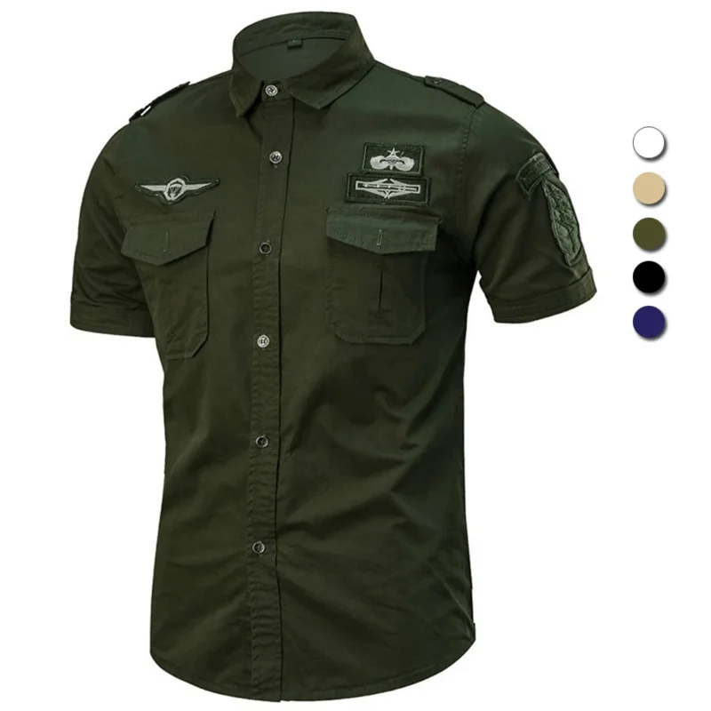 Motorcycle summer shirt men Cotton short sleeve 101 Airborne Tactical air assault shirts male casual big size Camisa Militar