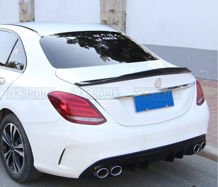 For Benz C Class W205 Spoiler C63 C180 C200 C250 C260 2014--2020 Year Sedan Glossy Black Real Carbon Fiber Rear Wing