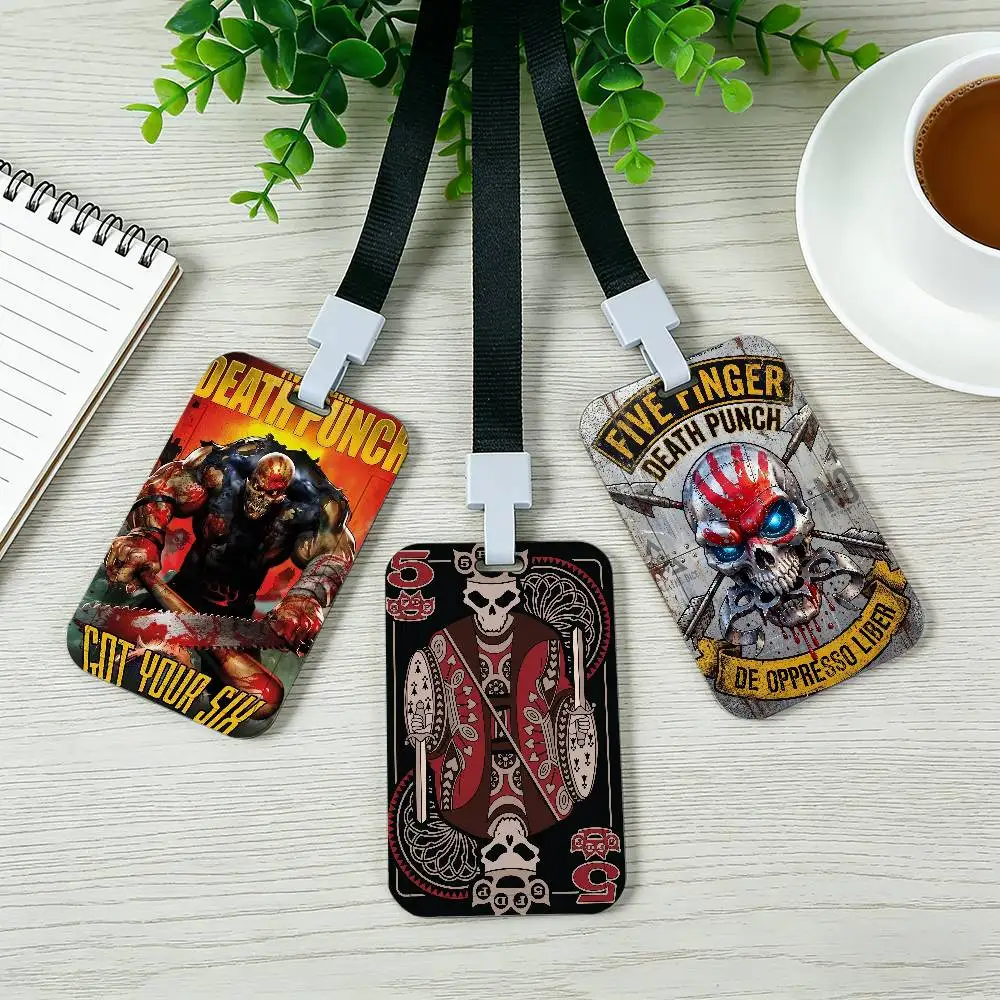 F-Five Finger Death Punch Card Cover Bag Business Work Name Card Badge Holders Unisex Credit Card Business Bus ID Holder Case