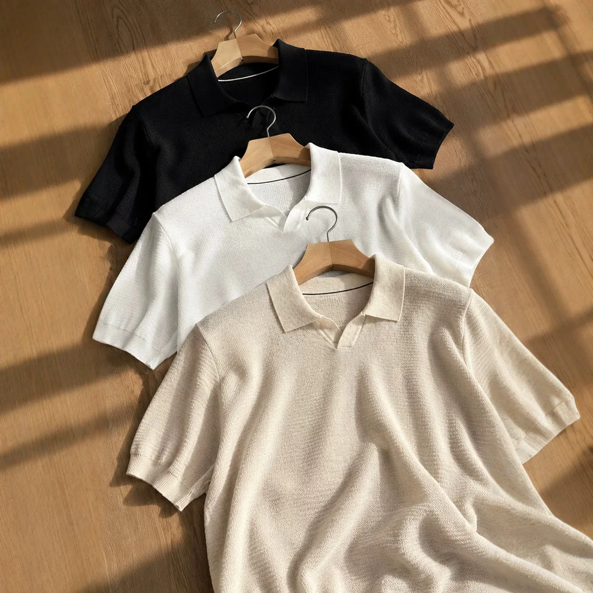 Men's Seagull Neck Short Sleeve 2026 Summer New Pullover Knitted Sweater Old Money Wind Lapel Short