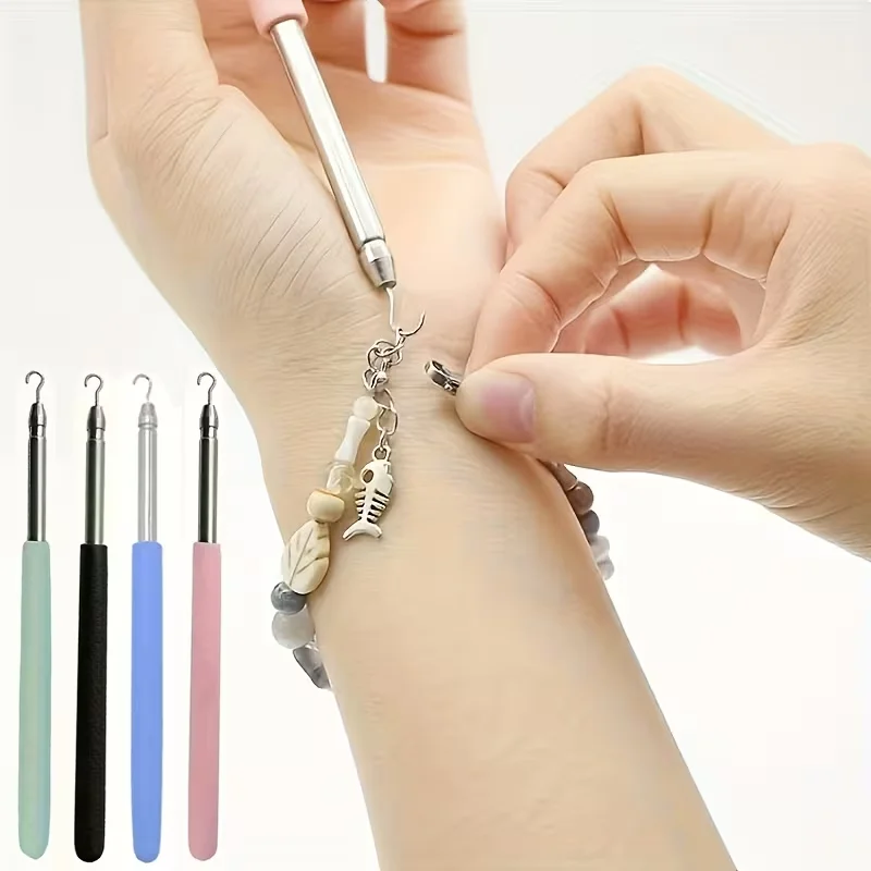 Jewelry Clasp Helper Bracelet Button Hook Necklace Wearing Tool Durable Metal Clasping Aid Easy to Use Jewelry Accessories