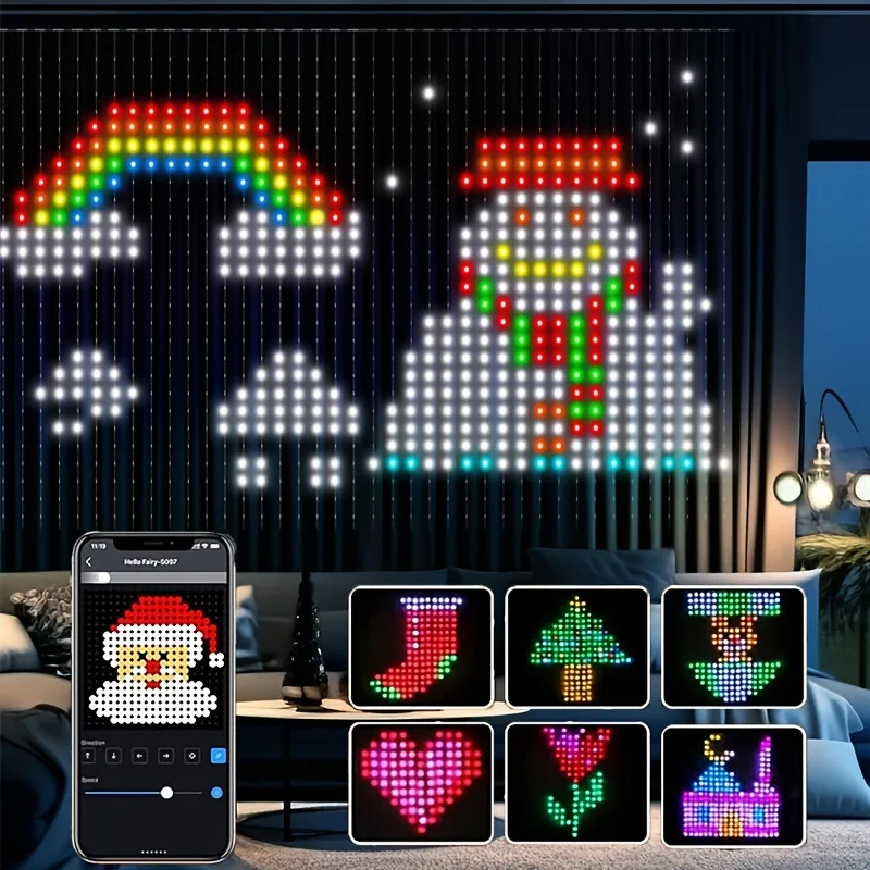 RGB Fairy Lights with DIY Music Sync – USB Bluetooth APP Curtain Lights for Bedroom Decor
