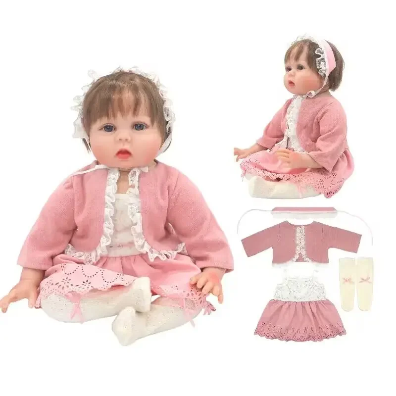 22 "Baby puppe Mädchen Kleidung Kleid Socke Set 55cm wieder geborene Puppe Outfits Kinder Spielzeug Kleidung