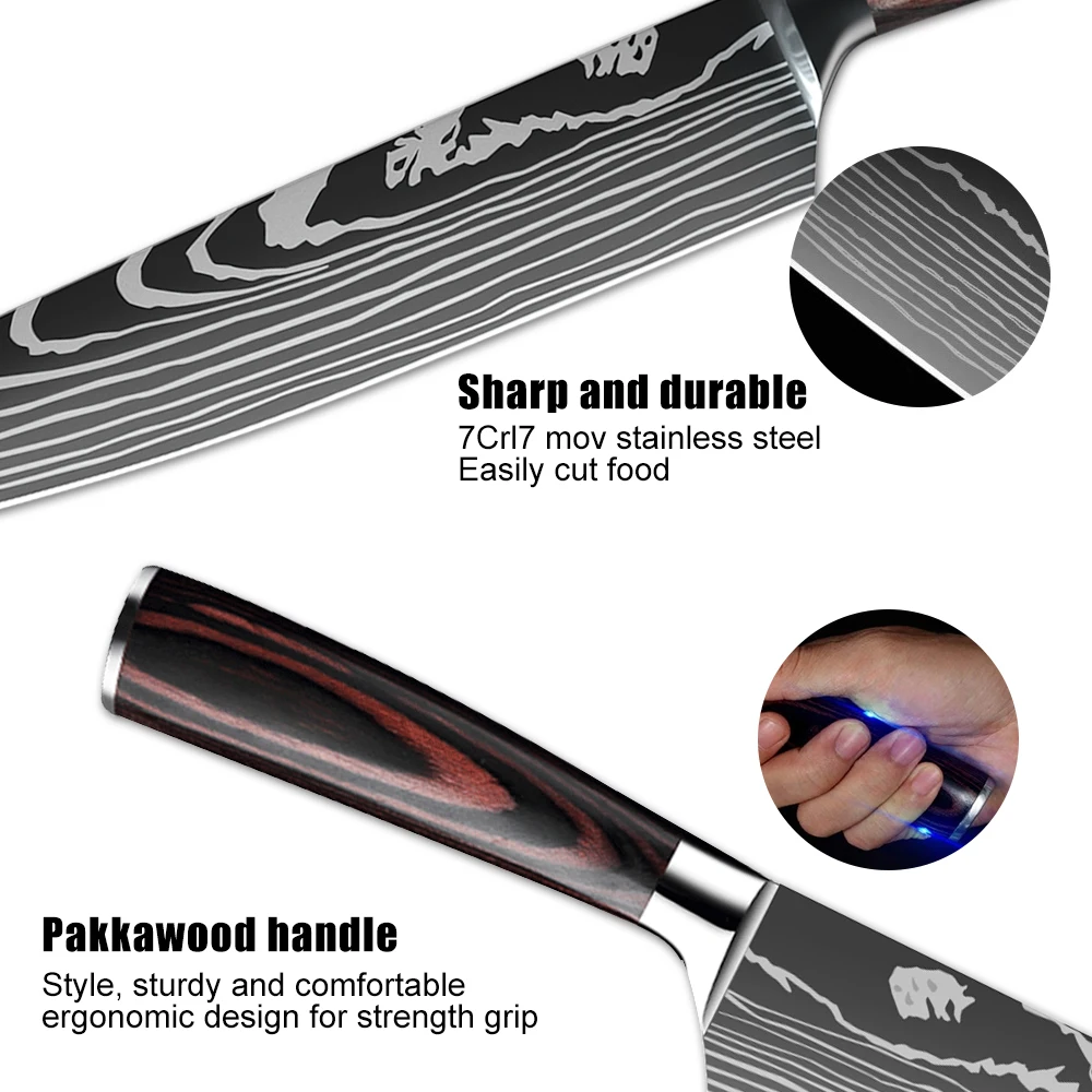 MDHAND Damaststahl Küchenmesser Kochmesser Metzger Fleischbeil Ausbeinen Grill Schneiden Kiritsuke Messer Sushi Messer – Detail 3