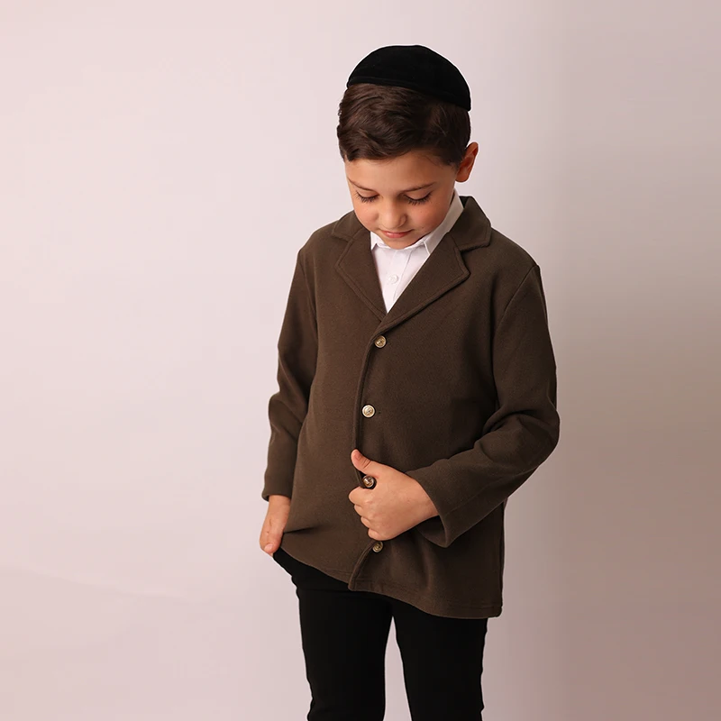Shabbos Kids Floral Pattern Collar Dress Set Wool Fabric Boys Blazer Girls Dress New Fall Collection Baby Outfits