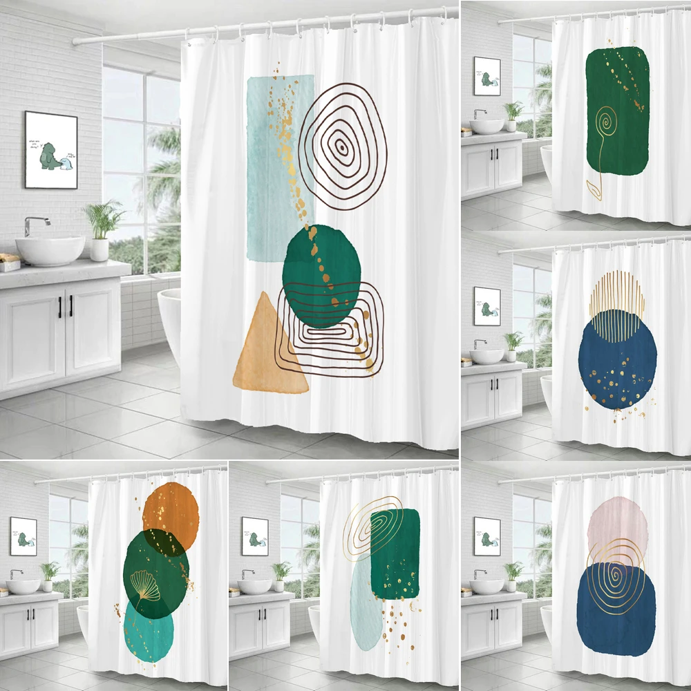 

Waterproof Shower Curtain Nordic Minimalist style Durable Bathroom Screens With Hook Modern Plant Printed Bathtub Curtains
