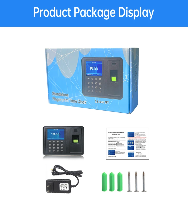 Biometric Fingerprint Attendance Machine 2.8 "USB Finger Scanner Attendance Card Locker Security System Freeware Password