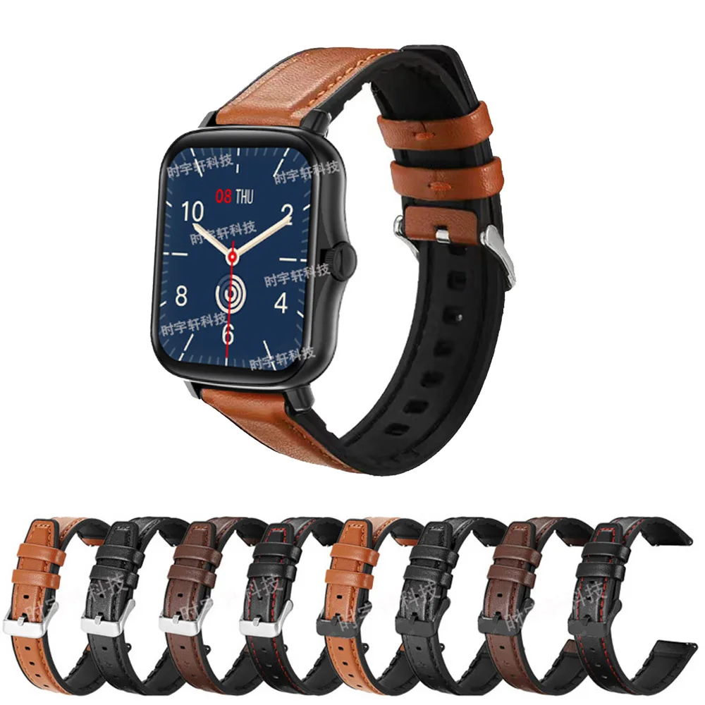 20mm 22mm Leather Silicone Band For COLMI P8 Plus/P28 Smartwatch Sport Strap For COLMI C81 C61 C60/P71 P68 P60 P73/M42 Bracelet