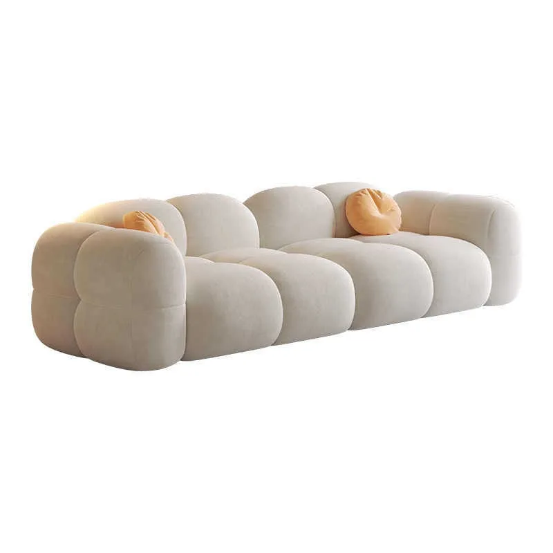 Fabric sofa straight row double three-person small apartment, modular sofa