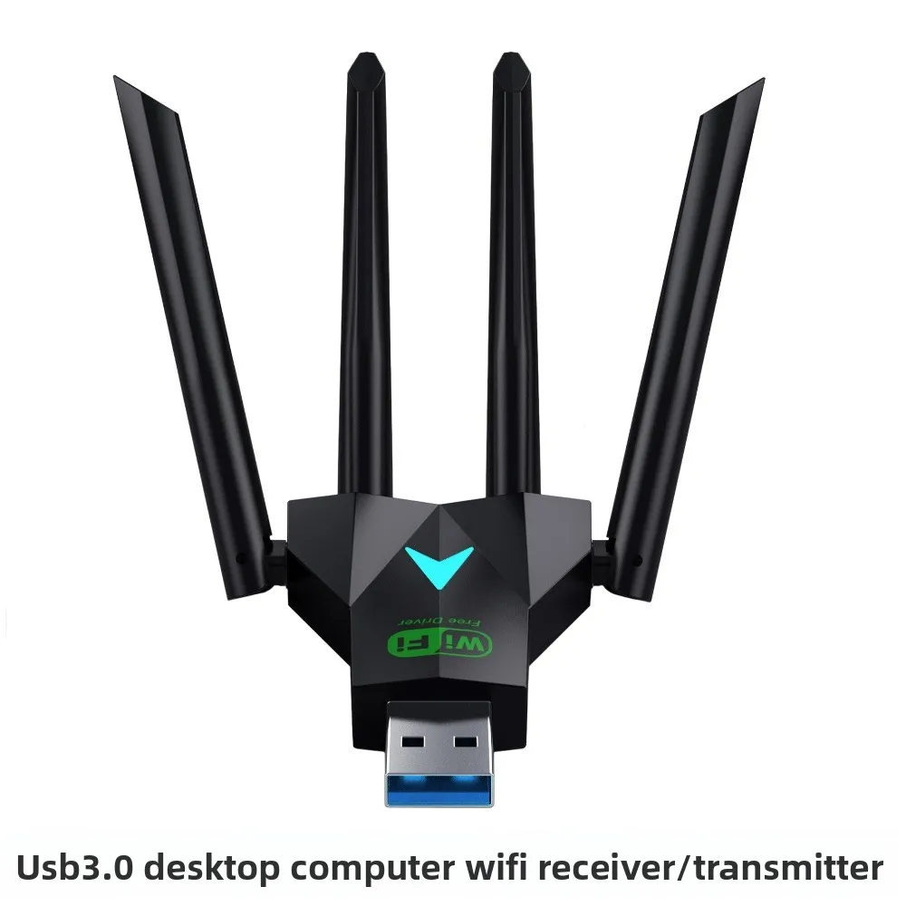 4-Antenna Design Dual Band WiFi USB Adapter Dual Band 2.4G/5Ghz USB3.0 Interface 1300Mbps WiFi Dongle Receiver Powerful