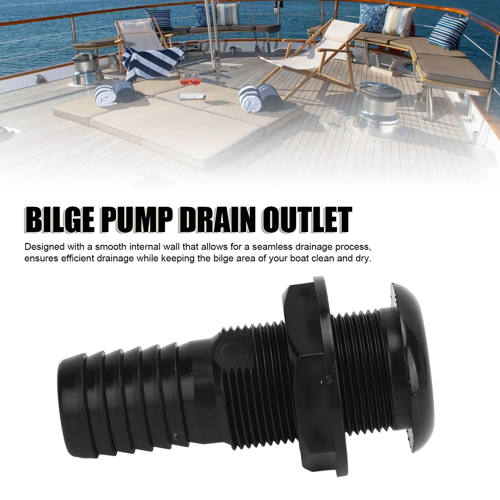 C2 Boat Through Hull Connector 29mm Outlet Smooth Drainage Straight Drain Outlet Fittings Boat Plumbing Fittings