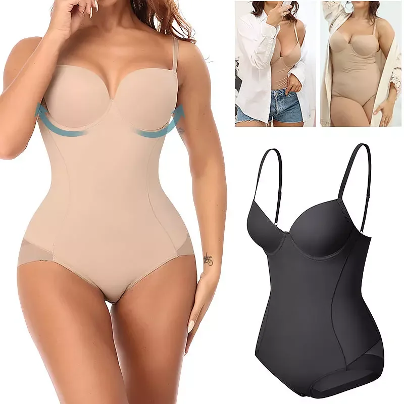 Body Shaper for Women Tummy Control Shapewear Bodysuit Waist Trainer Fajas One Piece Built-In Bra Jumpsuit Tops Slim Underwear