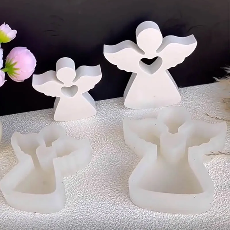 Love Angel Gypsum Mold Candle Silicone Mold DIY Epoxy Resin Dropping Glue Cement Tool Chocolate Baking Molds Home Decor Gifts