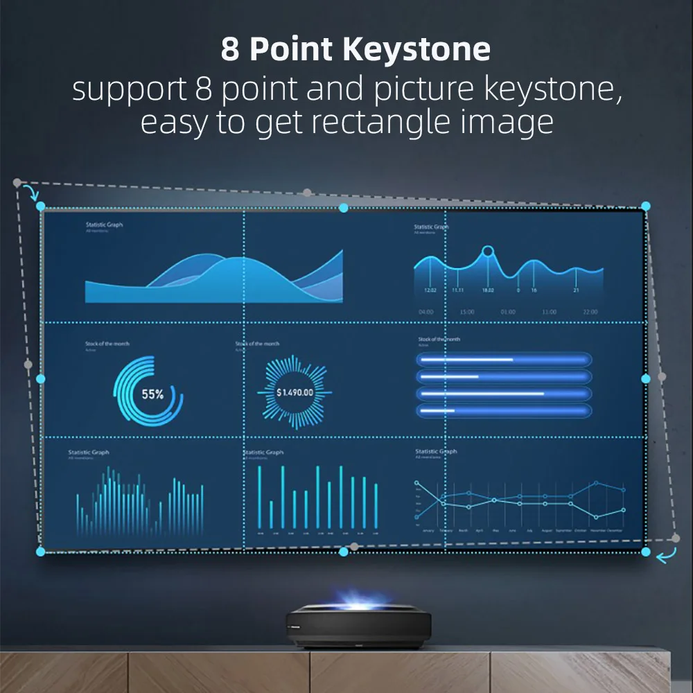 Hisense T52 4K Projector, High Lumens Auto Focus 8 Point Keystone HDR10 Android Smart WiFi 4K Projector Low Latency Game Beamer