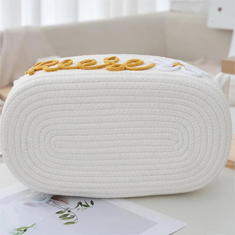 Cotton Knitted Sundries Toys Storage Basket Portable Foldable Desktop Snacks Box