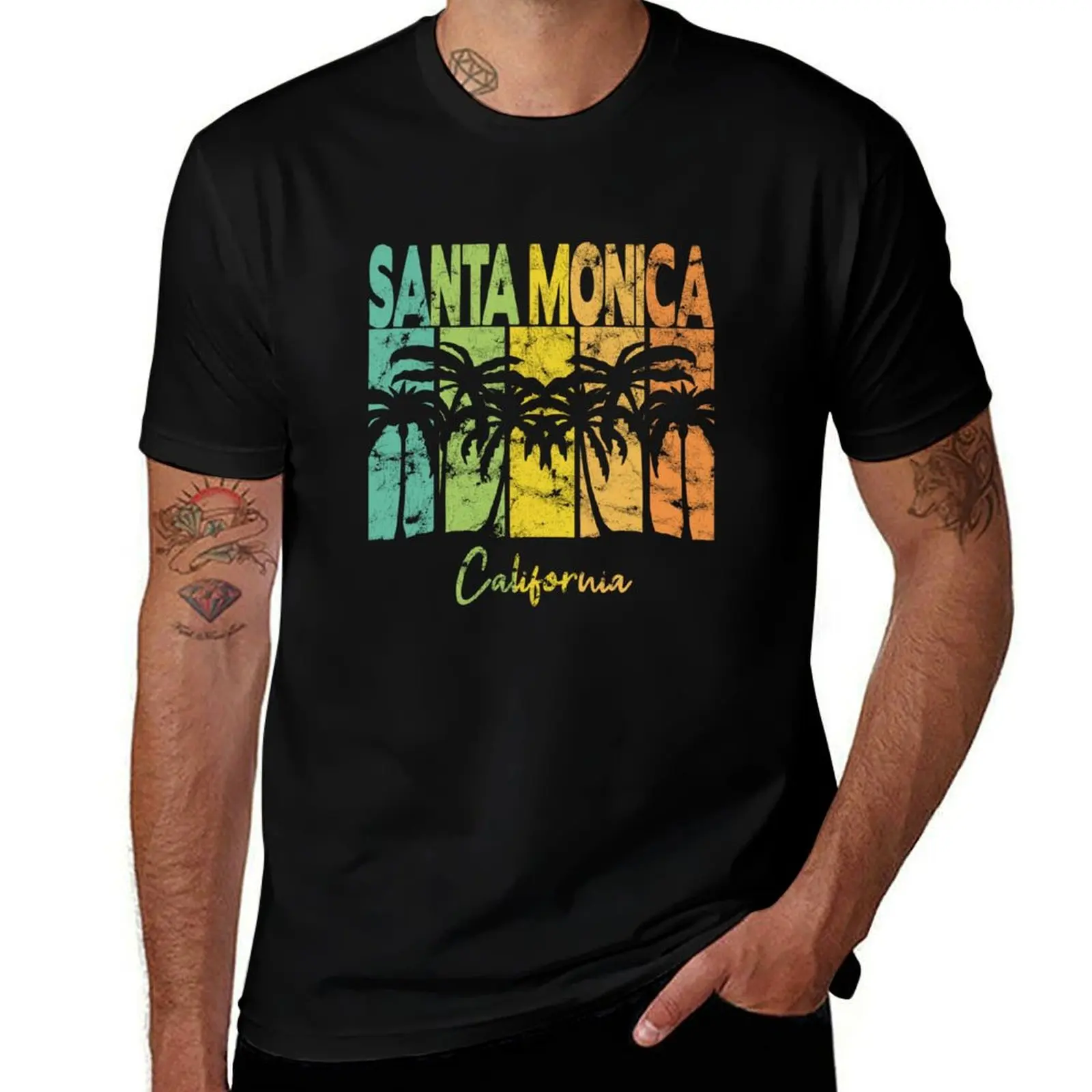 

Santa Monica Vintage California T-Shirt Casual Basic Short Sleeve T-Shirt
