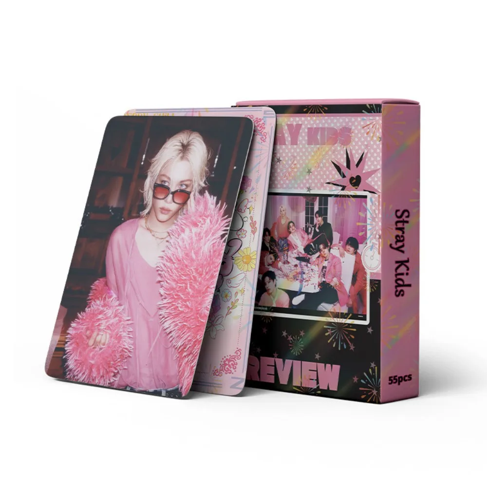 

New 55-sheet holographic LOMO card gift featuring KPOP popular group Stray Kids SKZOO ATE KARMA album photos