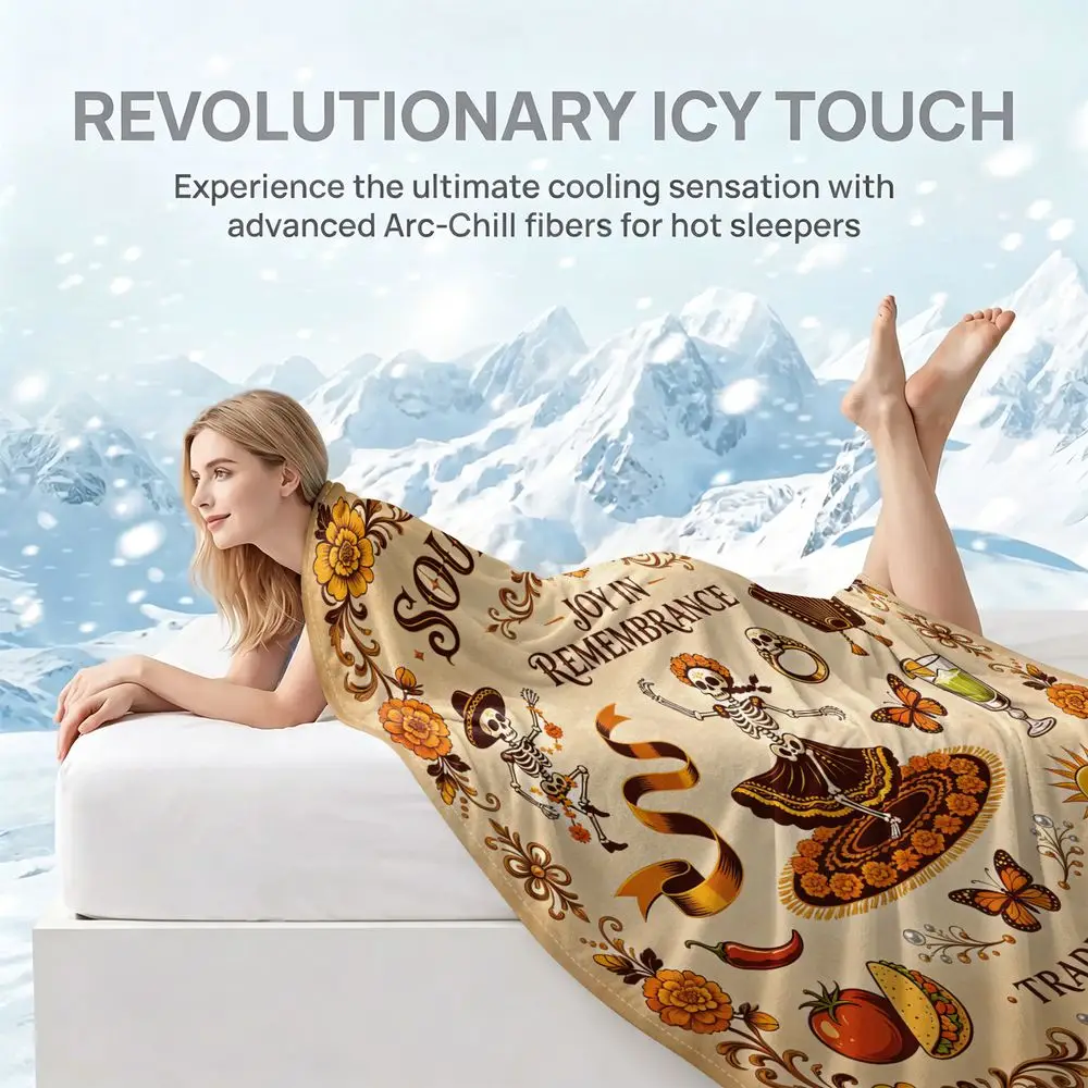 Digital Print Cooling Blanket, Summer Cooling Throw with Vibrant Pattern, Lightweight Breathable Bedding Set for Hot Nights