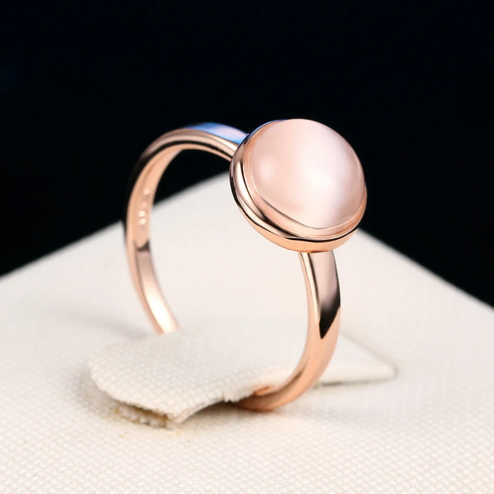 ZHOUYANG Ring For Women Lady Style Concise Semi precious Stone Cat\'s Eye Stone Rose Gold Color Fashion Jewelry Gift ZYR153