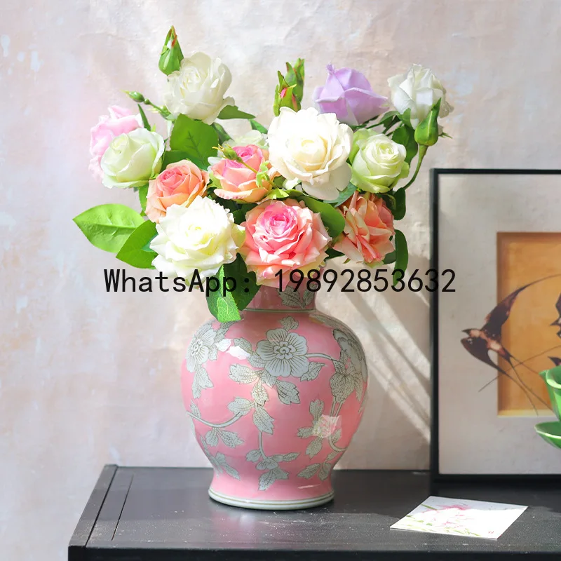 

Ceramic Vase Chinese Retro Bottle Blue and White Porcelain Flower Vase Flower Arrangement Accessories Home Decoration
