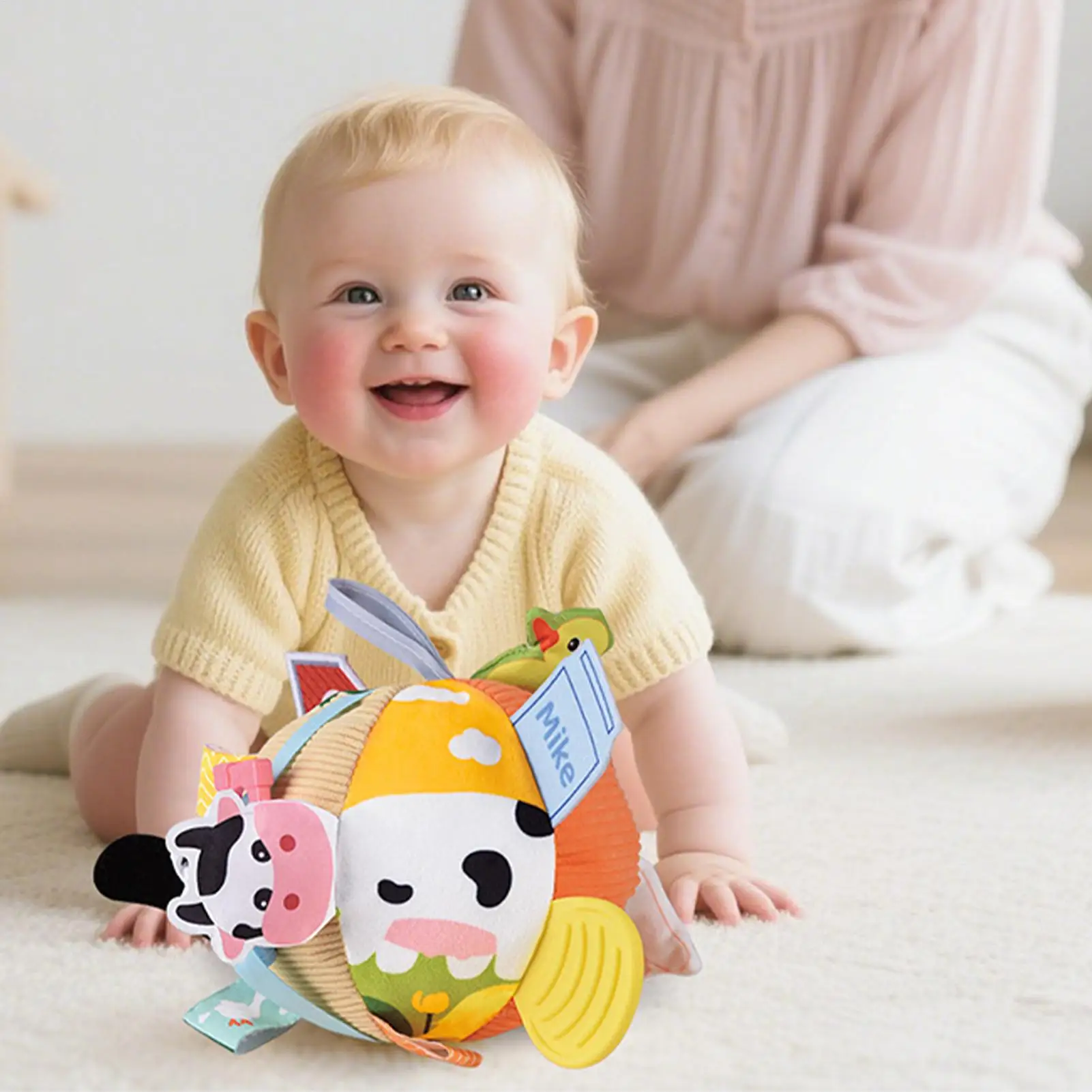 Baby Toy Ball Soft Ball For Babies Textured Chew Toy For 0-6 Months Hand Grasp Motor Skill Development Sensory Play Learning