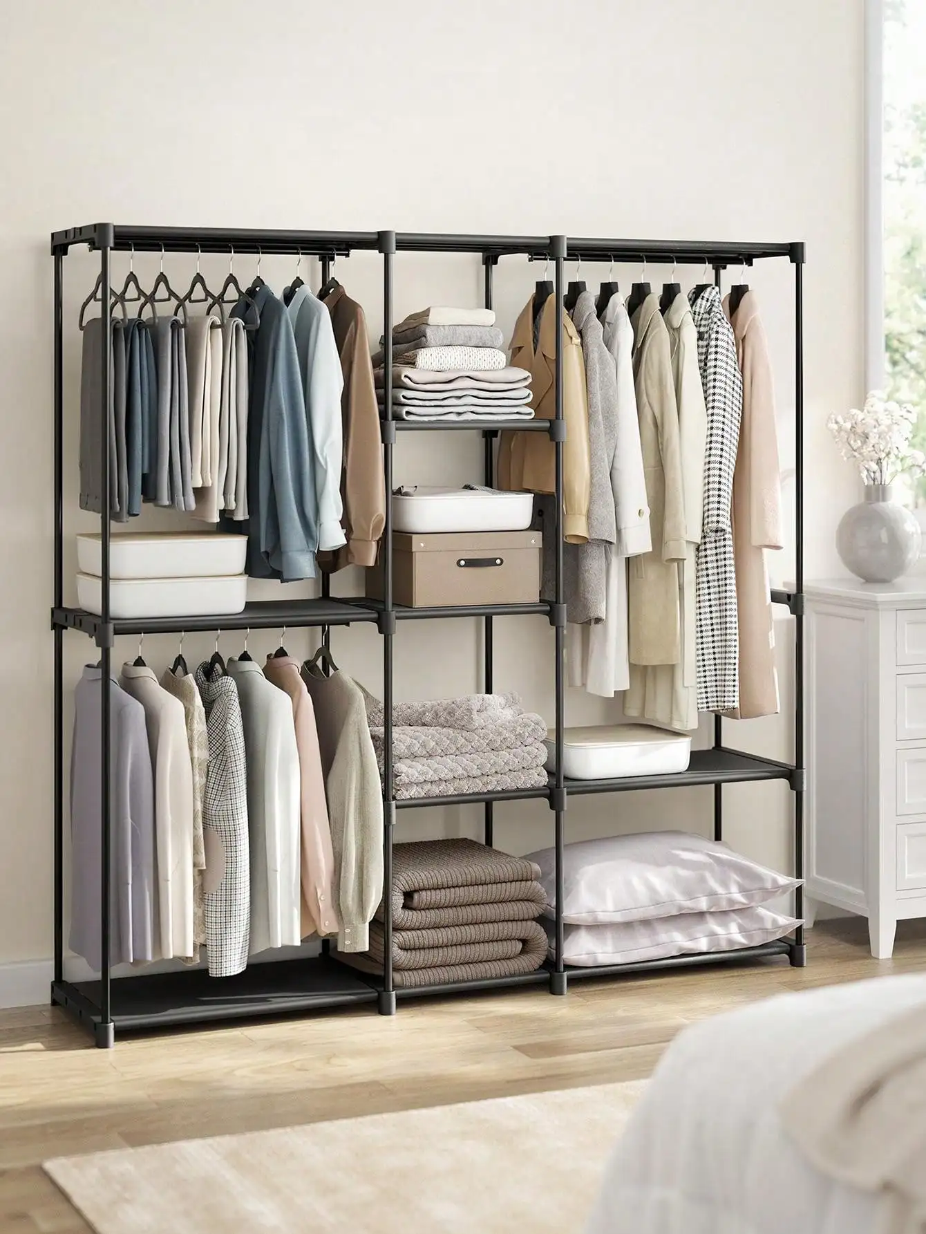 

SONGMICS Portable Closet, Freestanding Clothes Rack, Wardrobe Clothes Organizer With Hanging Rails