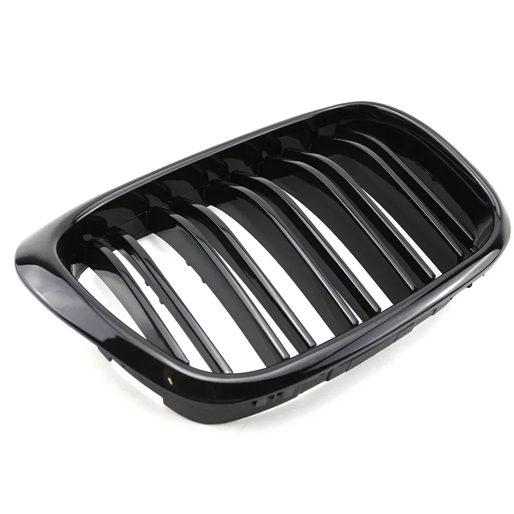 Car Gloss Matte Black Front Kidney Grille Double Slat Line Grill for BMW E39 1999-2004 5 Series 525i 528i 530i 540i M5 4-Door