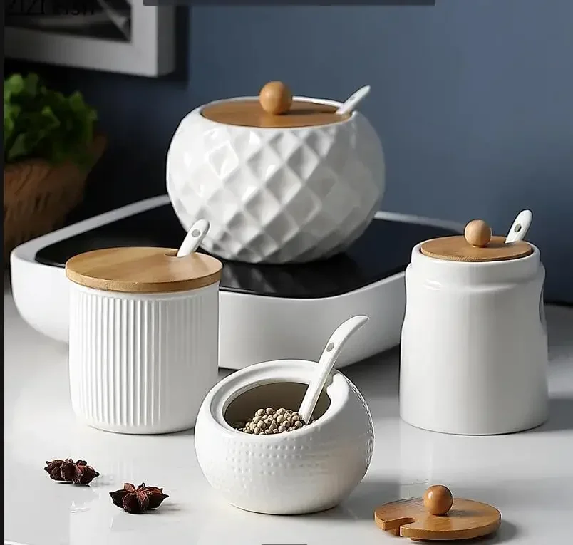 

Керамическая банка для приправ, соляные банки для специй, цилиндрические бутылки с вертикальными полосками, кухонные принадлежности, кухонные инструменты, инструмент для хранения специй