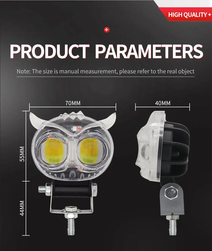 LED Lens Spotlight White Yellow Red Blue Light Owl Auxiliary Fog Lamp Double Lenses Spotlights for Motorcycle ATV Buggy Car image 5