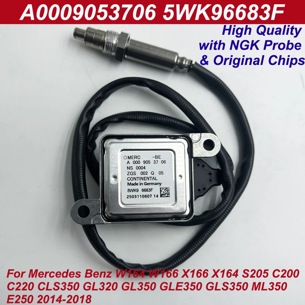 메르세데스-벤츠 W205 W166 C200 C220 GLE350 GLE400 ML350 CLA350 A0009053706 5WK96683F 고품질 NGK 프로브 NOX 센서