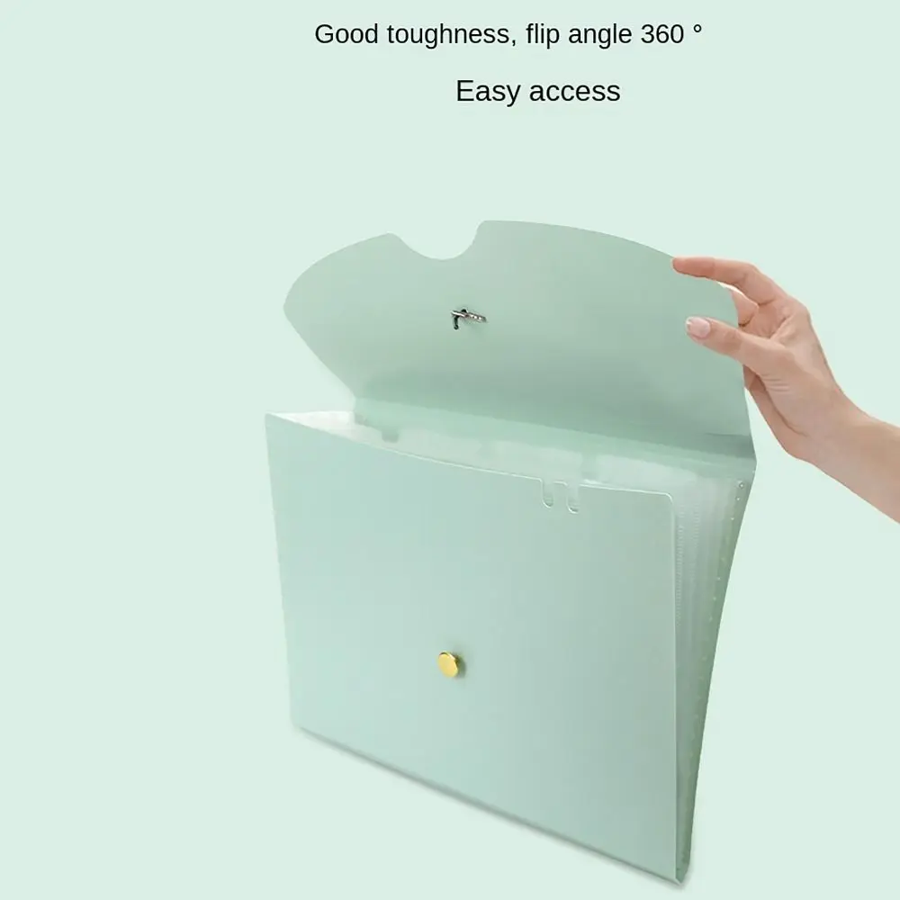Fashion Waterproof A4 File Folder 5 Pockets Buckle Design Test Paper Storage Folder Large Capacity PP Document Bag School Office