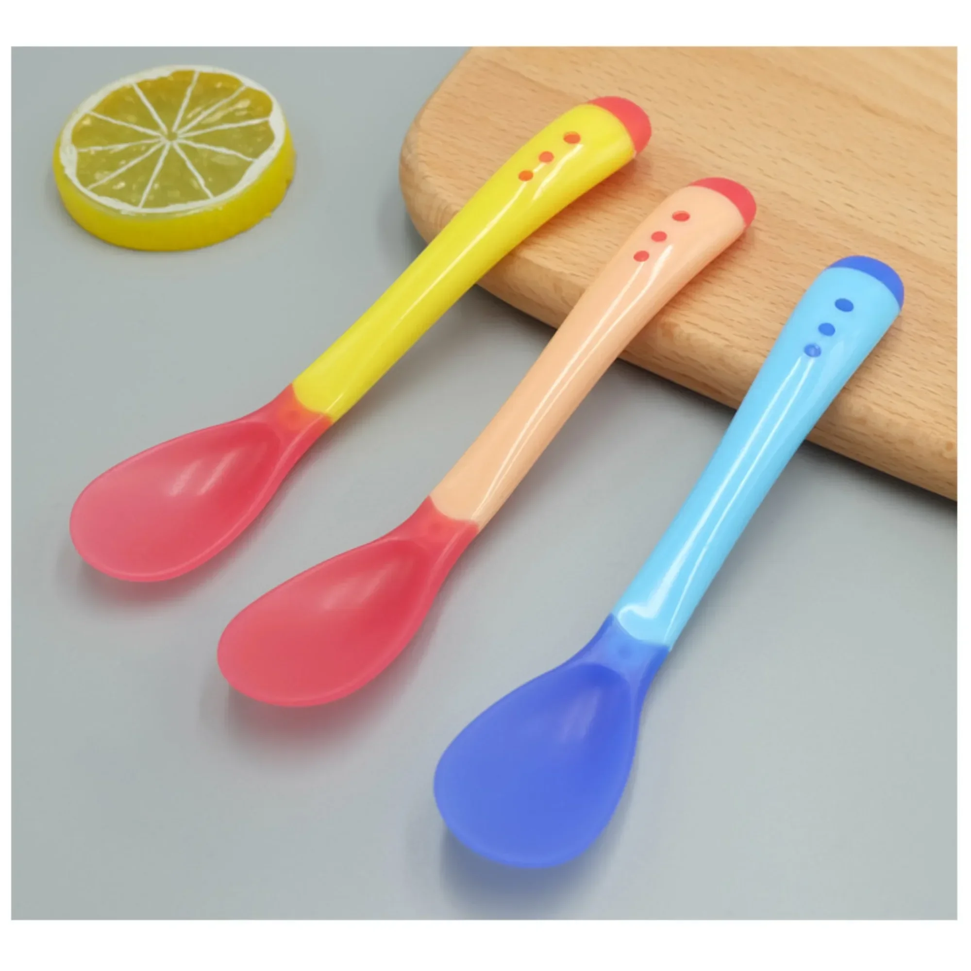 Baby Temperature Change Fork Spoon Small Toddlers Utensils Plastic Baby Spoons Infant Feeding Tool Heat Sensitive Kids Tableware