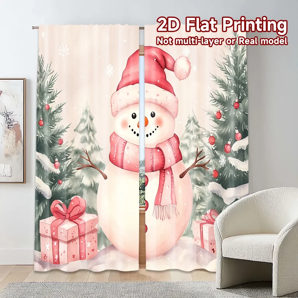 2pcs,Curtains Cute Snowman Christmas Gifts_a (2) Popular Creative Curtains Durable 100% Polyester Fabric Curtains Outdoor #6