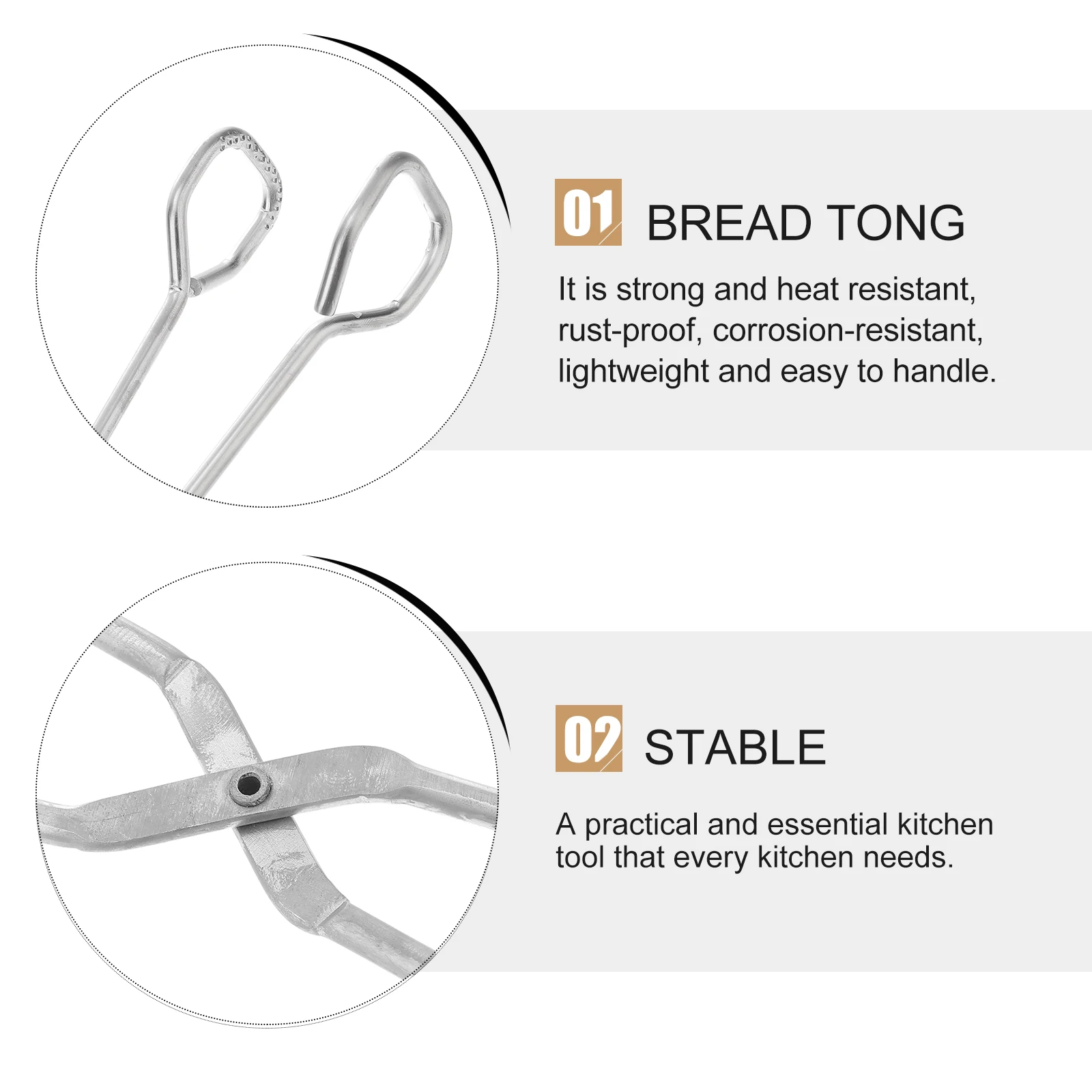 

1pc Stainless Steel Food Clamp Household Serving Clip For Bread Pastry Salad Buffet Barbecue Steak Kitchen Tool Grey