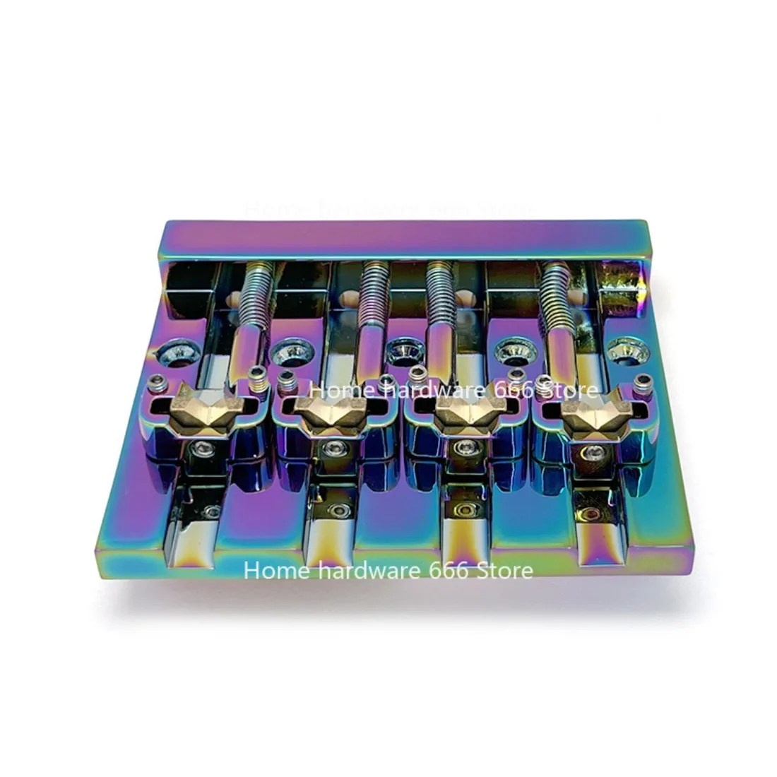Vintage 4-string Bass Bridge 82x68.3mm, String Bottom Perforated, Brass Bridge, String Distance 18.6mm