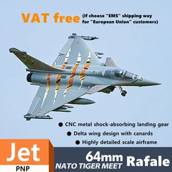 FMSRC RC Airplane 64mm Rafale V2 Nato Tiger incontra con Gyro Ducted Fan EDF Jet Fighter Model Hobby Plane Aircraft Avion PNP