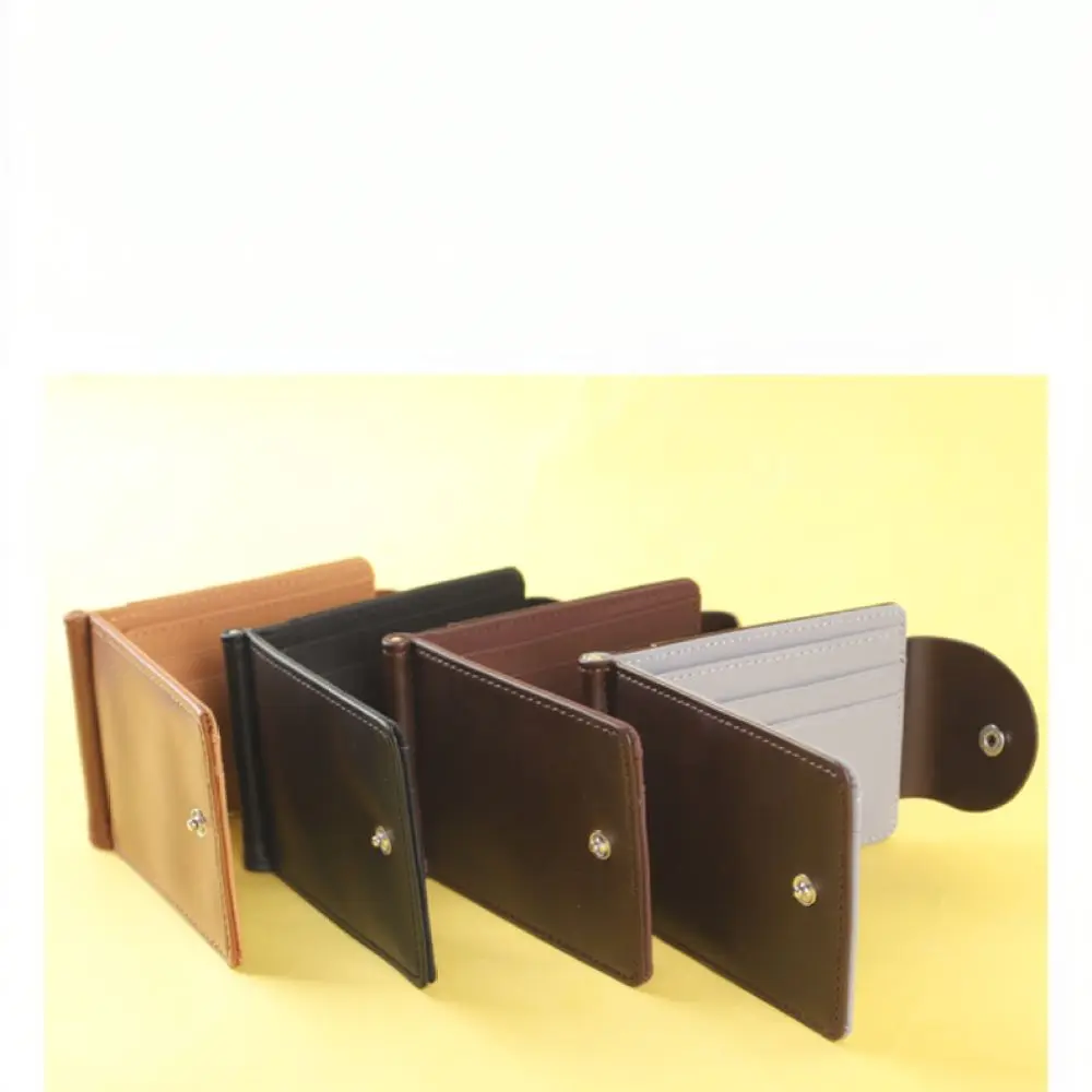 Slim Leather Wallet For Men Money Clip Card Case Minimalist Foldable Purse Anti Theft Pocket Organizer Business Accessory