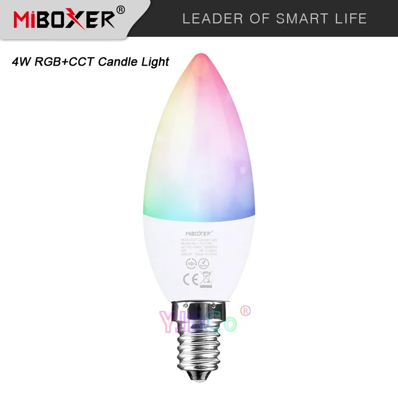 

Miboxer 110V 220V AC FUT108 4W RGB+CCT Spotlight E14 LED Candle Light Bedroom Room decoration Bulb Lamp 2.4G RF Remote control