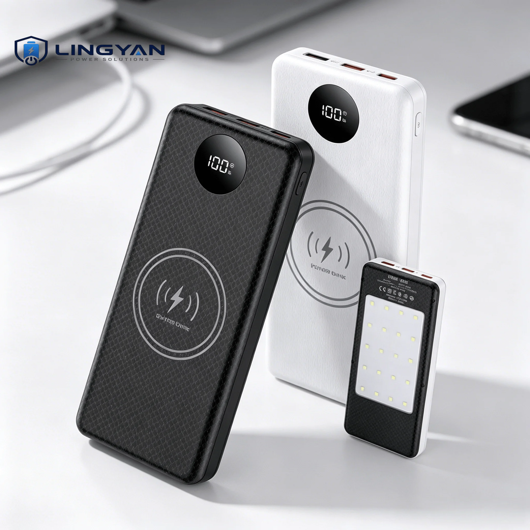 Built-in LED Light Large Capacity Power Bank Housing 8 Slots 18650, DIY Case With 22.5W PD Charge and 15W Wireless Charging