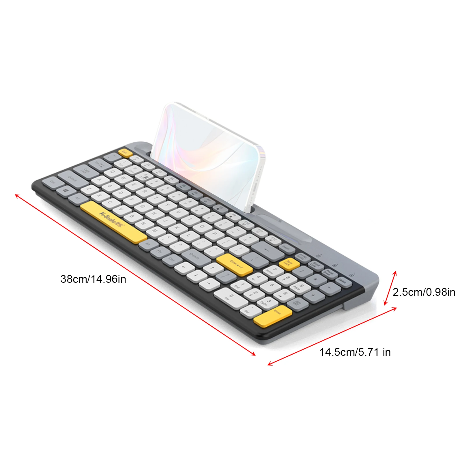 K100 2.4G Keyboard Nirkabel 100 Tombol Bluetooth Dual-Mode Keyboard Isi Ulang Ultra-tipis Keyboard dengan Dudukan Ponsel untuk Menghitung