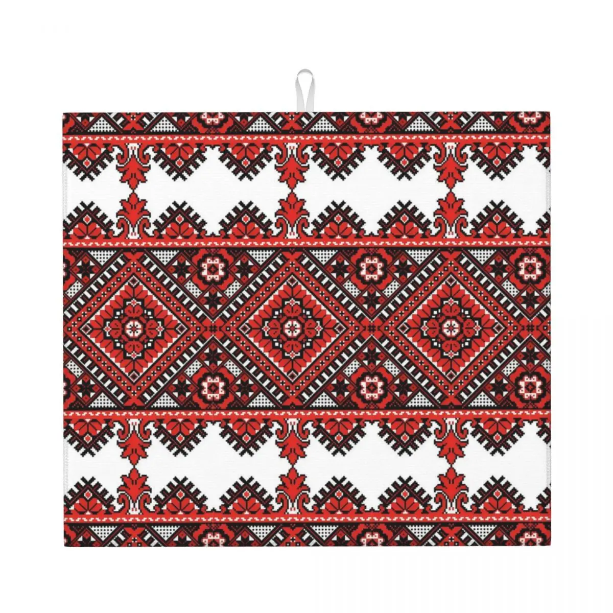 Custom Ukrainian Traditional Embroidery Dish Drying Mat for Kitchen Super Fast Dry Microfiber Vyshyvanka Dishes Drainer Pads