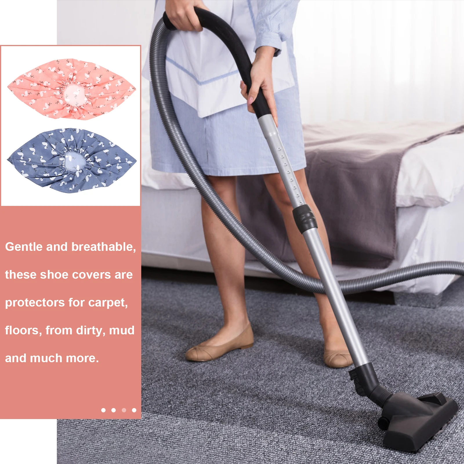 

4Pcs Indoor Breathable Shoe Covers Reusable Elastic Washable Protective Shoe Covers Lightweight House Cleaning