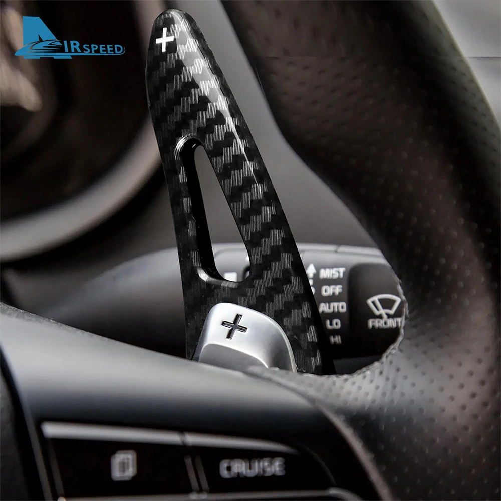 For Kia Stinger 2018 2019 2020 2021 2022 2023 Carbon Fiber Style TOP ABS Car Steering Wheel Paddle Shifter Cover Sticker