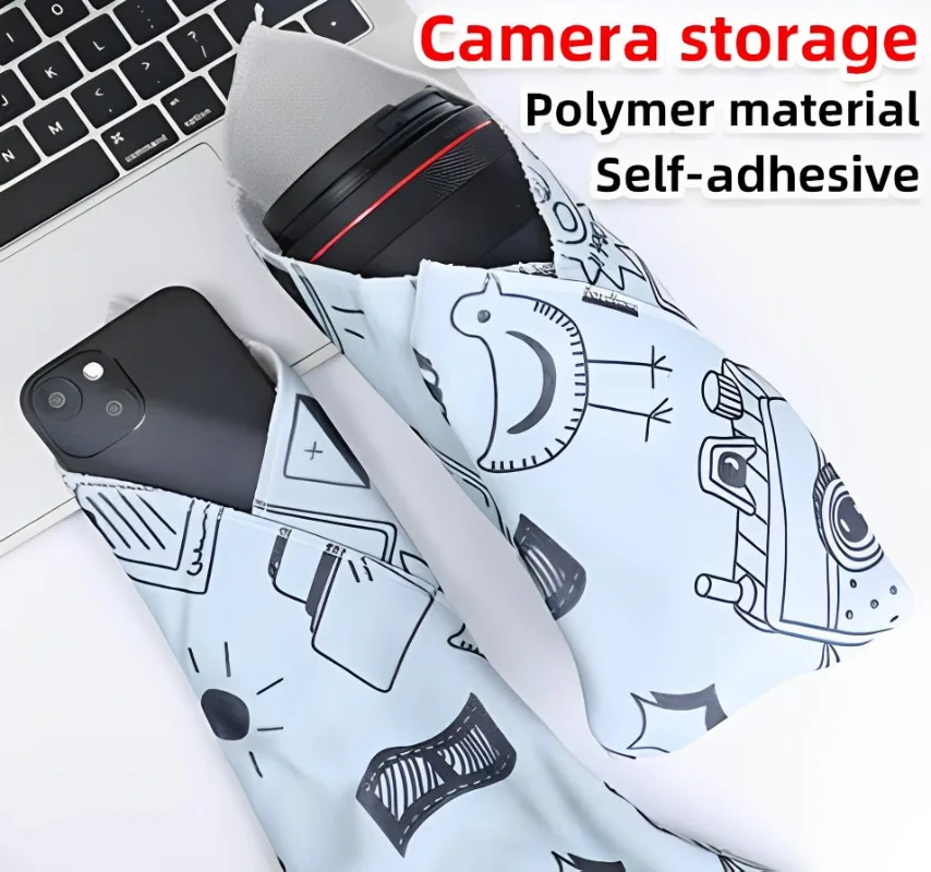 Camera Storage Bag Magic Self-Adhesive Cloth Portable Multifunction Folding Cloth Camera Lens Protective Bag Open Lay Makeup Bag